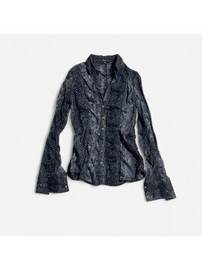 Vtg Express ruched button front long sleeve shirt business casual